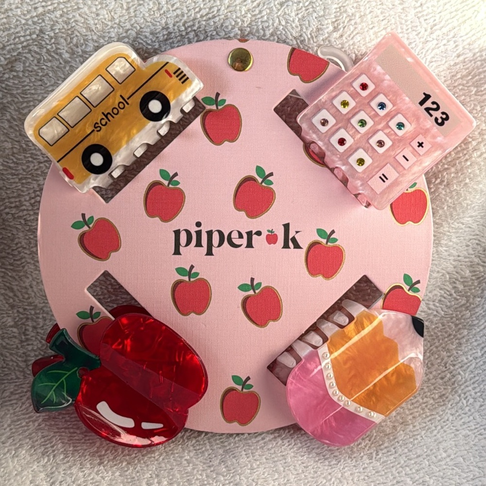 Piper K Colorful School Teacher Hair Clip Set